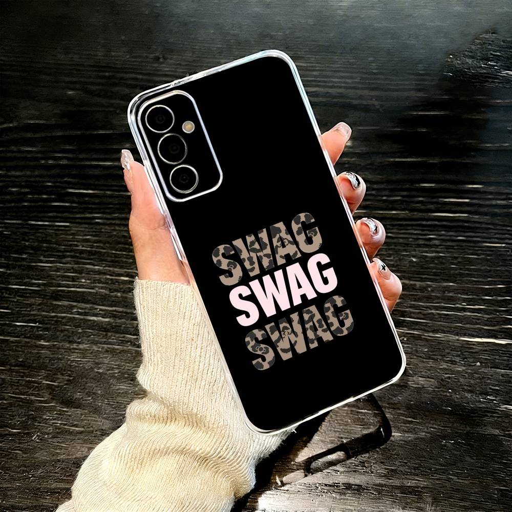 l-Leopard Print s-SWAG Phone Case For SamsungA10,12,20,21S,30,31,40,50,51,52,70,71 Transparent Cover Samsung a30 a20