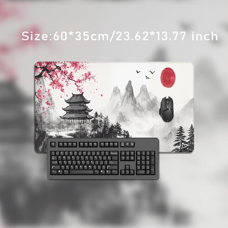 Mouse Pad Red Sun Temple Ink Landscape Gaming XL Computer New Mousepad XXL MousePads Non-Slip Office Natural Rubber Mice Pad