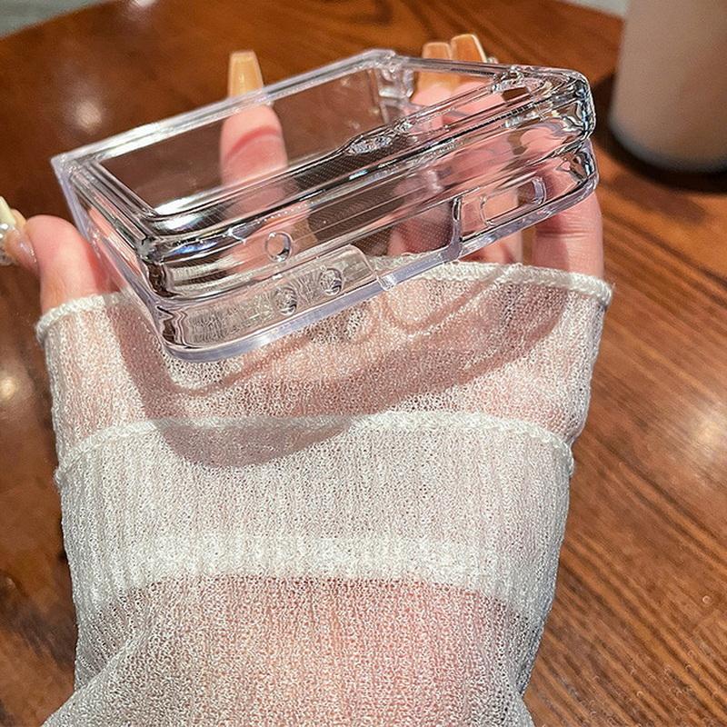 Transparent Folding Case For Samsung Z Flip7 Flip6 Flip5 Flip4 Flip3 Fold5 Moto Razr 40 Ultra PC Flip Folding Shockproof Clear Phone Cover