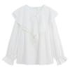 Camicie Vintage Dolci Volant Donna 4XL Bianco Elegante Oversize Protezione Solare Bluse Coreane Carine Manica Svasata Larghe Casual Top