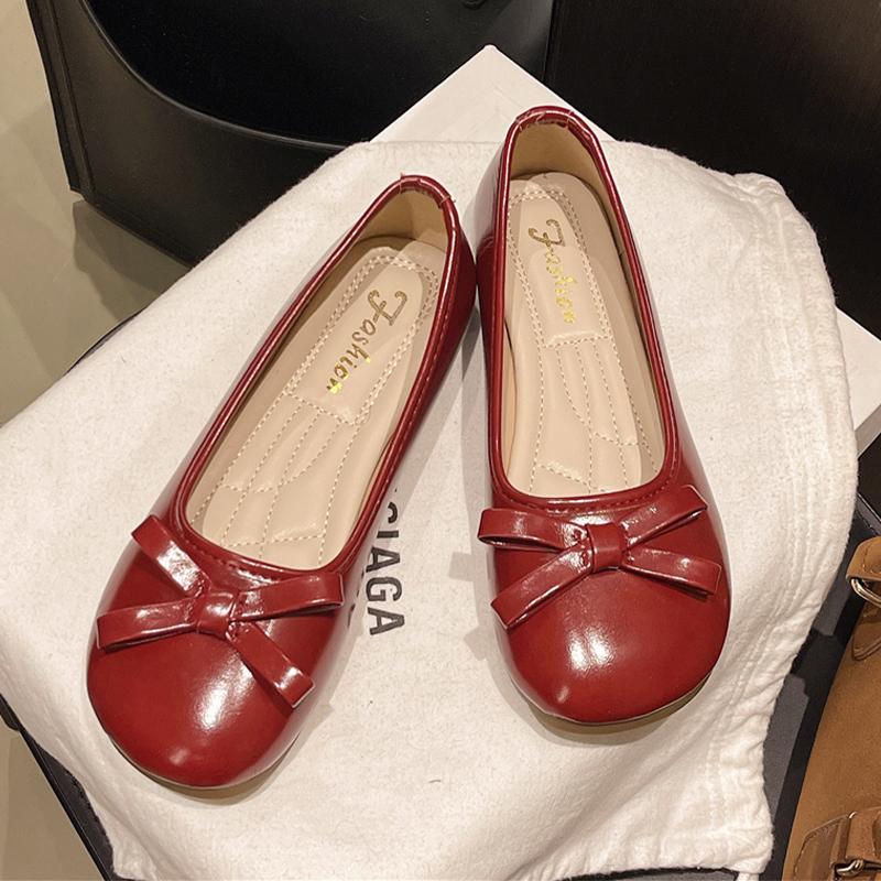 

Модные балетки Женские туфли Мэри Джейн Неглубокие туфли-лоферы для платья с бантом Fashoin Сандалии Осень 2025 Роскошные Спортивные Повседневные Chaussure Femme 35 красный