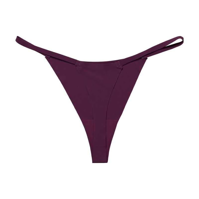 

European and American sexy invisible thong girl nylon low waist seamless ice silk thin belt sports breathable underwear XL фіолетовий