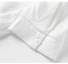 E* Order Women's White Linen Stand Collar 3/4 Sleeve Shirt - 2026 Early Spring French Style