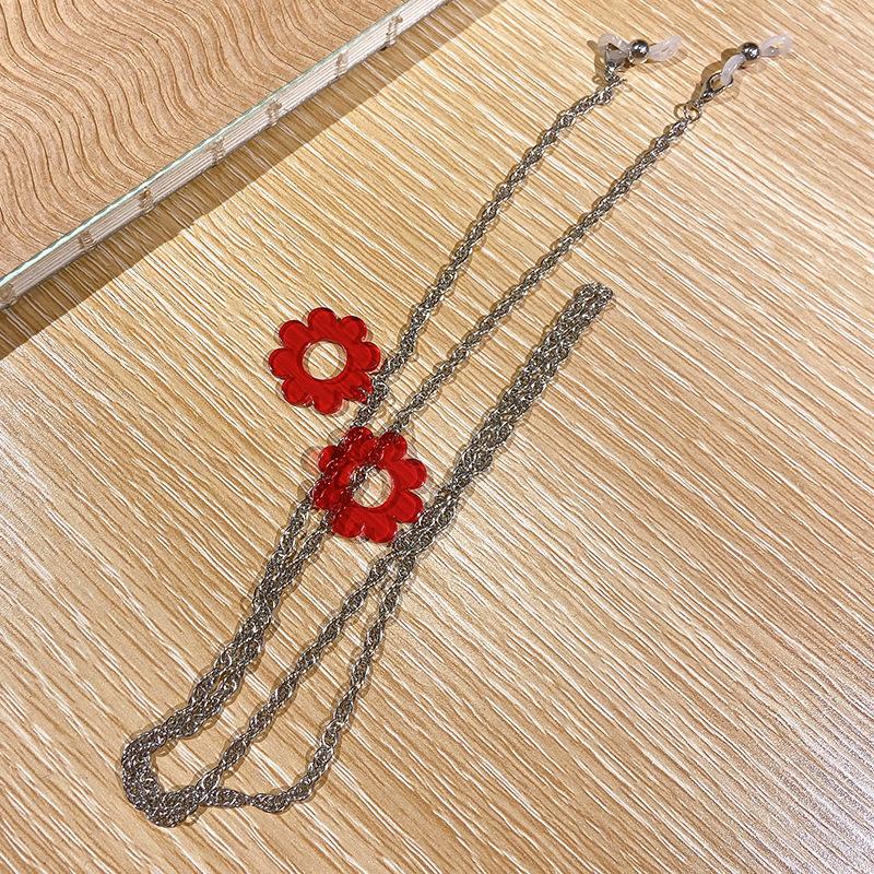 

Korean Temperament Fashion Neck Glasses Chain Colored Flower Mask Chain Girl Ins Trendy Sunglasses Rope серебряный