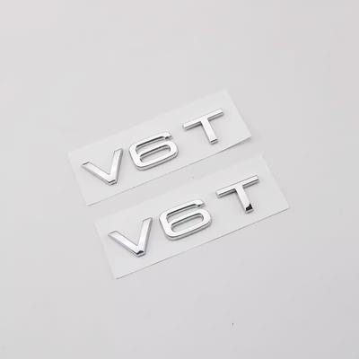 3d ABS Chrome Black V6T Logo Number Letters Car Fender V6 T Emblem Badge Decal For Q1 A6 C7 A4 4 S4 V6T Sticker Accessories