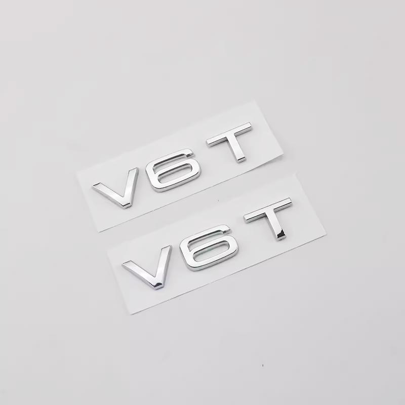 2026 3d ABS Chrome Black V6T Logo Number Letters Car Fender V6 T Emblem Badge Decal For Audi A6 C7 A4 4 S4 V6T Sticker Accessories