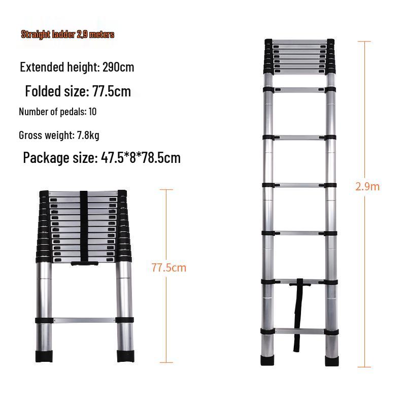 Multi-Functional Aluminum Telescopic Ladder - Herringbone Design, Foldable, Thickened for Household and Large Joint Decoration.