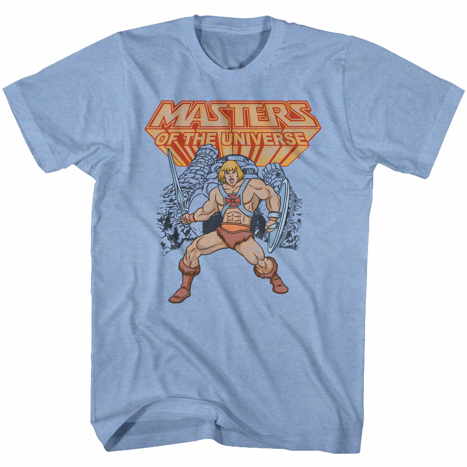 Masters Of The Universe He-Man Light Blue Heather T-Shirt XL