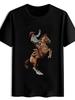 T-shirt Vintage Short Sleeve with Retro Portrait Print (Suitable for Travel
