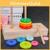 Wooden Childrens Rainbow Ten Tier Tower Puzzle With Stackable Blocks For Brain Development