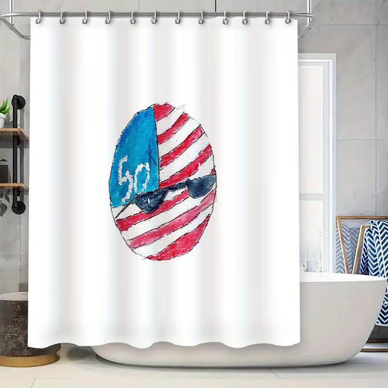 American Flag Shower Curtain Patriotic USA Stars Stripes Decor Bathroom Fabric Waterproof Vintage Rustic Farmhouse Home