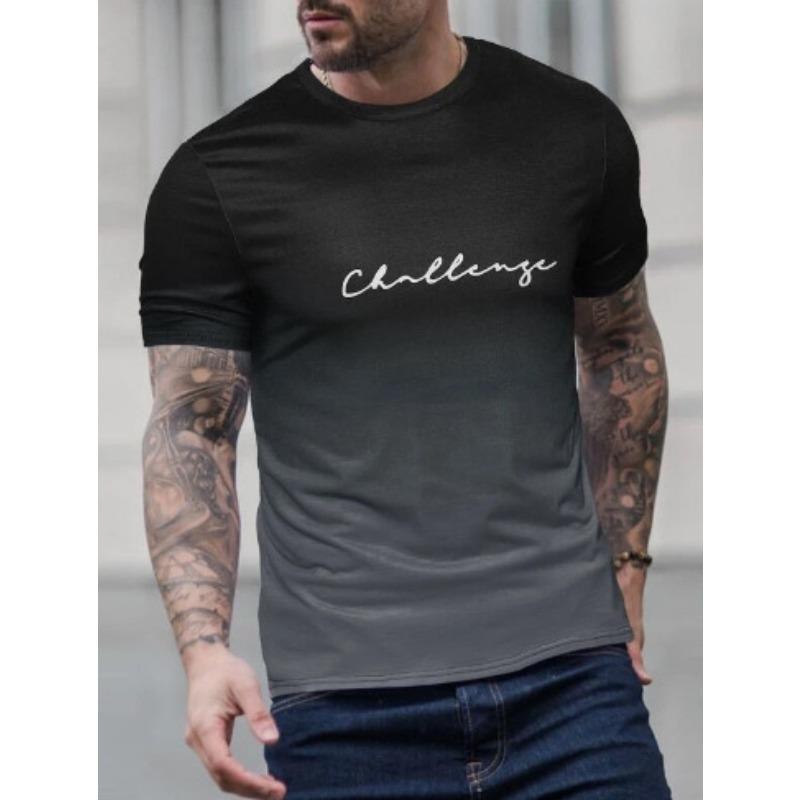 Men's 3D Printed T-Shirt gradient color Short Sleeve O-Neck Pullover casual top