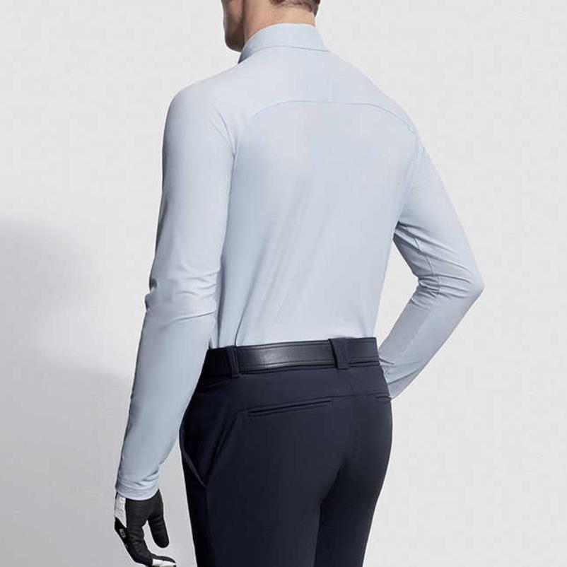 Fila Solid Color Polo Collar Golf Elite Long Sleeve T-Shirt Men Tops Medium-Gray A11M345210F-GY