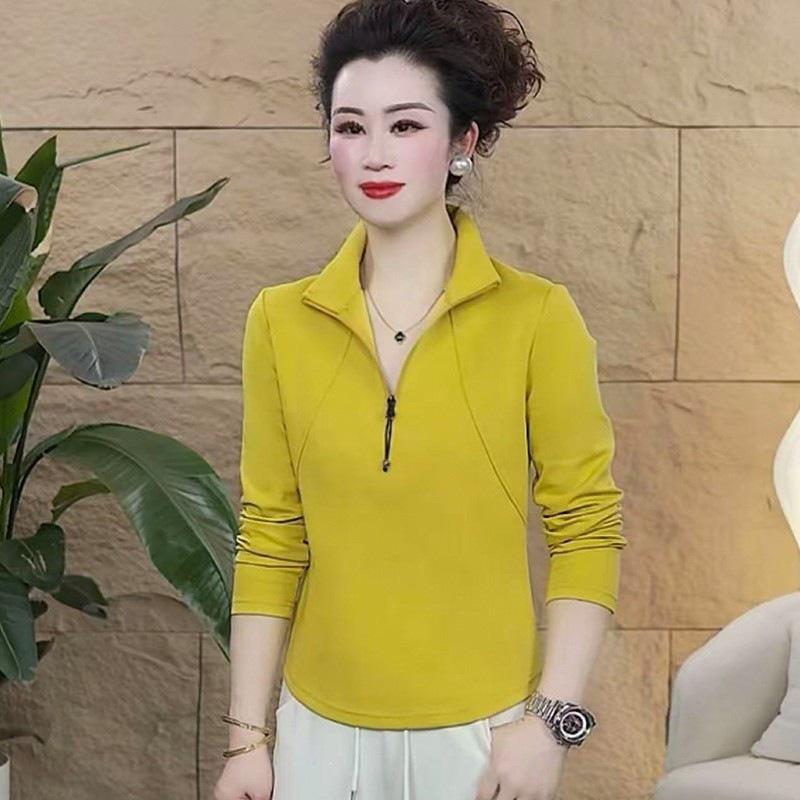 2026 Spring Women's Long-Sleeve Stand Collar Sweatshirt - Casual, Age-Reducing, Fashionable Mom Wear