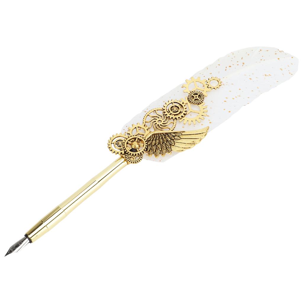 Feather Pen Business Fire Lacquer Stamp European Retro Style Sprinkled Gold Feather Stainless Steel