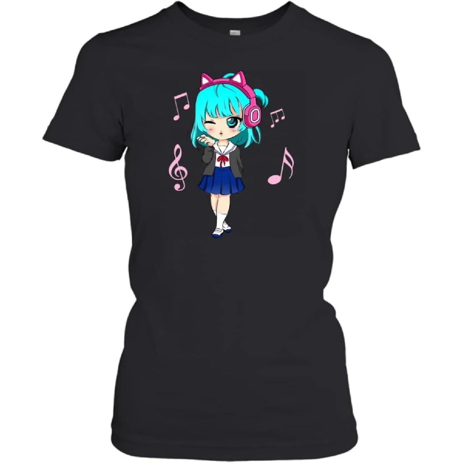 Забавная Аниме и Музыкальная Девушка для Подростка Чиби Графика Аниме Девушка S