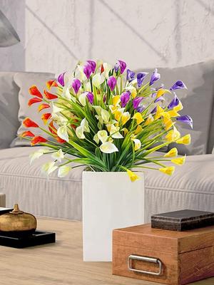 10 Bundles Fake Plants Calla Lily for Outdoors UV Resistant Artificial Flowers Plastic Summer Flower Indoor Outside Hanging Planter Home Garden Decor
