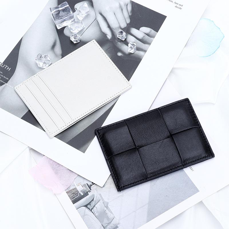 Leather Ultra-thin Small Change Purse Ins-style Exquisite Sheepskin Woven Card Bag Transformed Into Portable