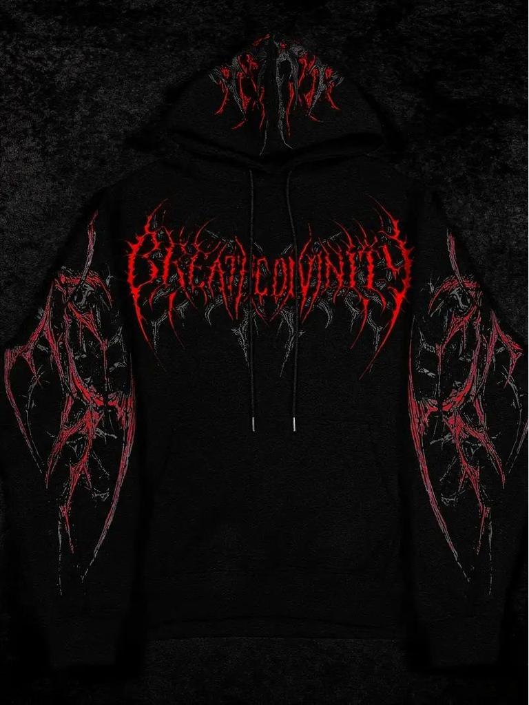 Breathedivinity Herbst Herren Kapuzenjacke mit Print in Übergröße