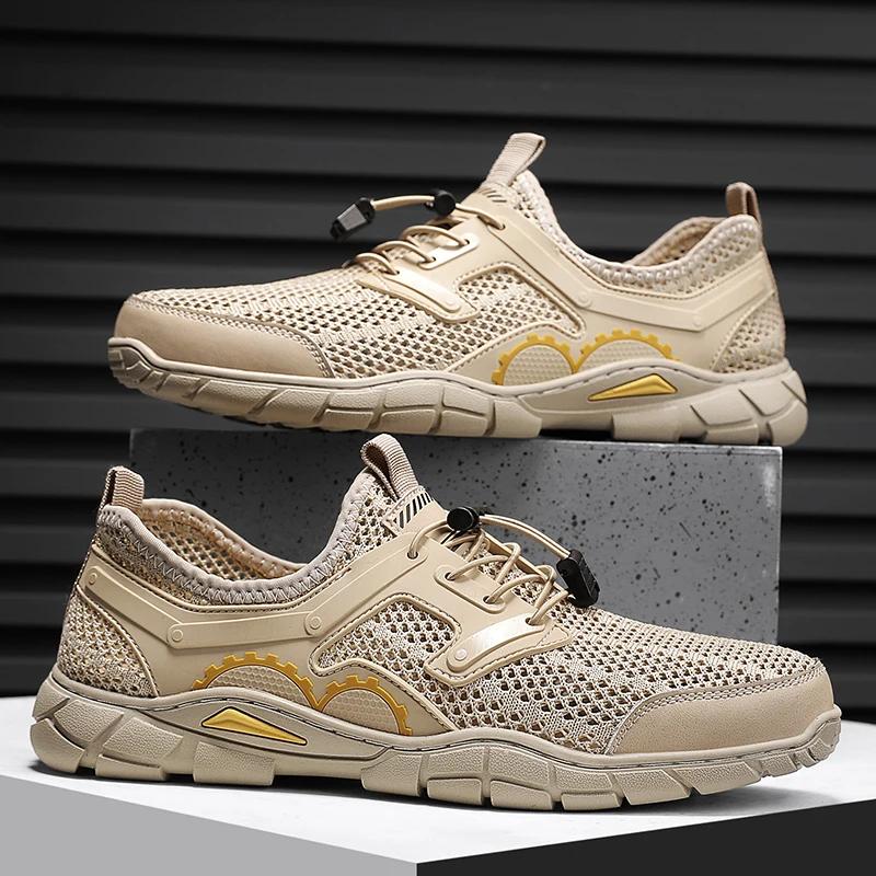 Miękkie Antypoślizgowe Męskie Sneakersy Outdoorowe Letnie Męskie Buty Oddychające Męskie Casualowe Mokasyny Rekreacyjne Do Chodzenia Siateczkowe Obuwie Ażurowe Płaskie
