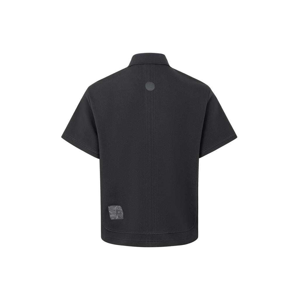 Li Ning X Jackie Chan Collaboration Kung Fu Series Casual Cool Short Sleeve Polo Shirt Unisex Tops Black APLW543-1