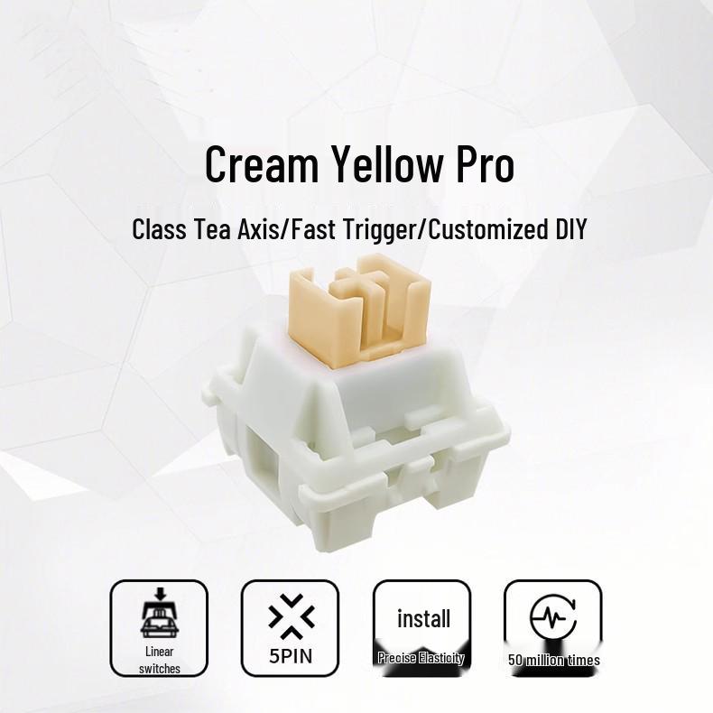 Gateron Cream Yellow PRO Silent Tactile Hot-Swappable Mechanical Keyboard Switches
