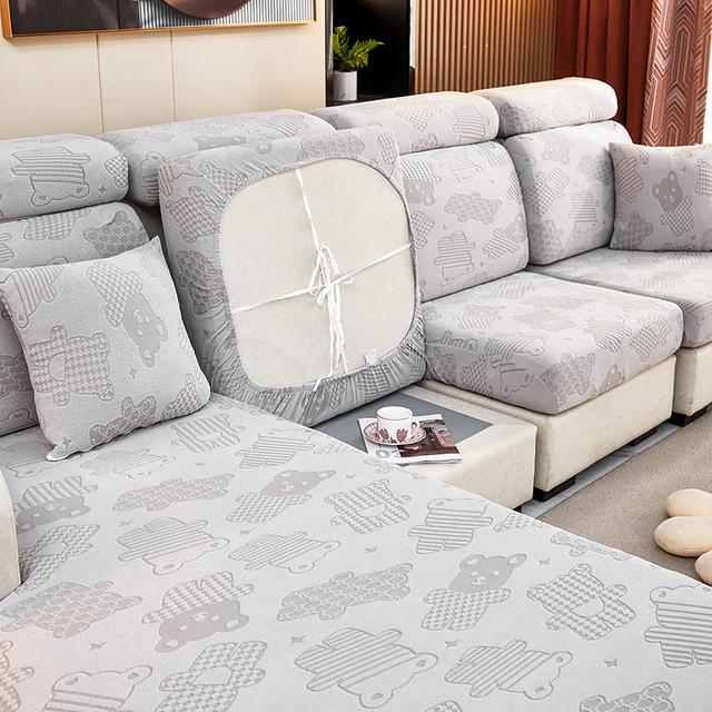 Plush Sofa Cover Sofa Cushion Pad Slipcover Seat Cover Elasticized Used For L Shape Chaselong Sofa Keep Warm Washable