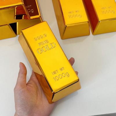 Ideales Geschenk Simulation Fälschung Goldbarren Glitzernder Türstopper Goldener Ziegel Filmrequisite Briefbeschwerer Goldbarren Sparschwein Heimdekoration