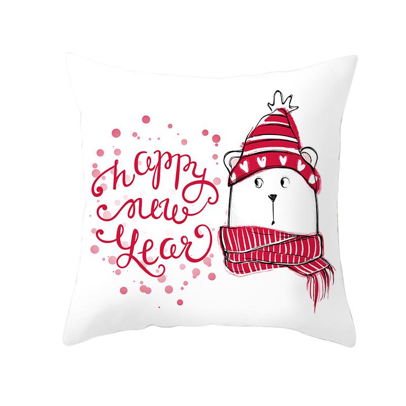 Cartoon Christmas Peach Skin Pillow Cover New Sofa Cushion Cover Square Cushion Pillow Cover