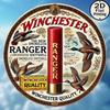 Vintage Duck Hunting Tin Sign 8x8 Inch Round Metal Wall Art, Winchester Shotshell Design Weather Resistant Iron Plaque