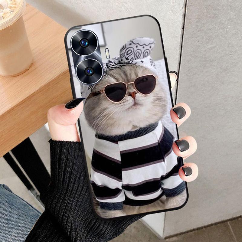 For Realme C55 Case Cool Black Soft Silicone TPU Bumper Protective Phone Case For OPPO Realme C55 case Cover Fundas Shell Coque