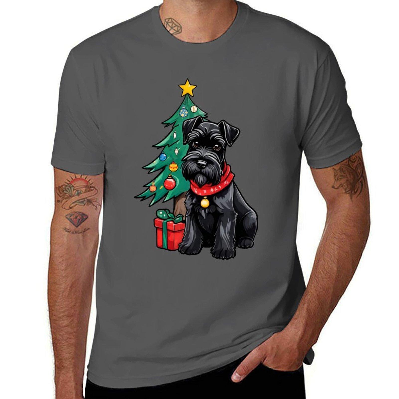 

Merry Black Mini Schnauzer Christmas T-Shirt t shirts designer t shirt man luxury T-Shirt 4XL