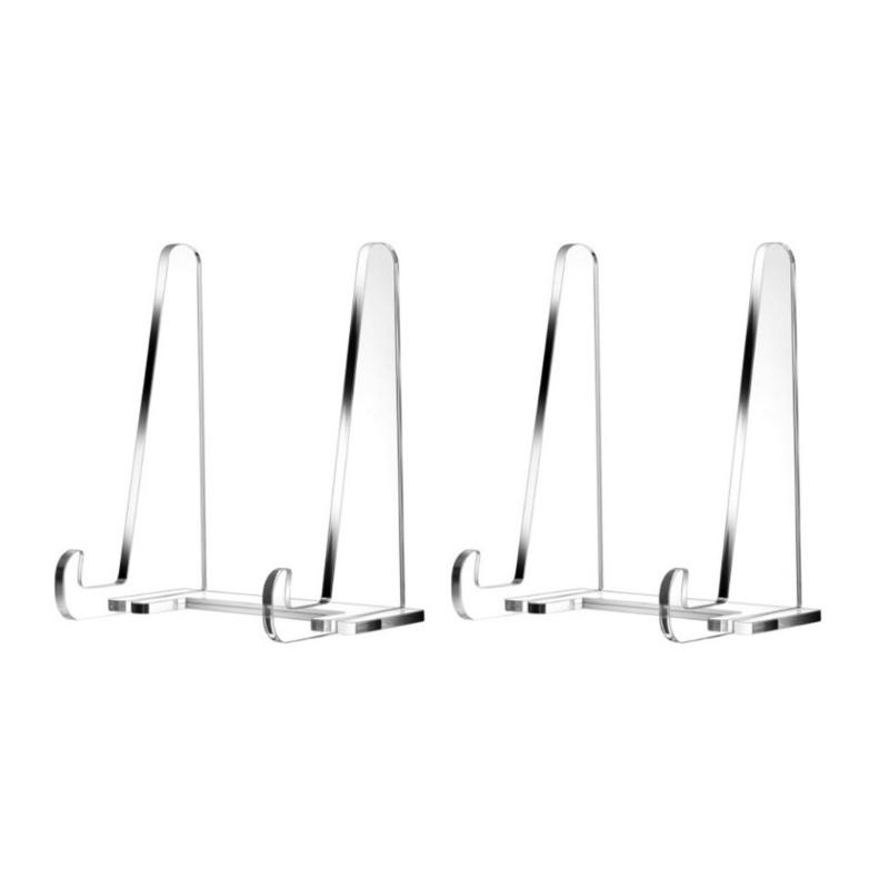 Clear Acrylics Easel Stand 5.9Inch Acrylics Display Stand for Decorative Plate Picture Frame Artwork Book Display Stand