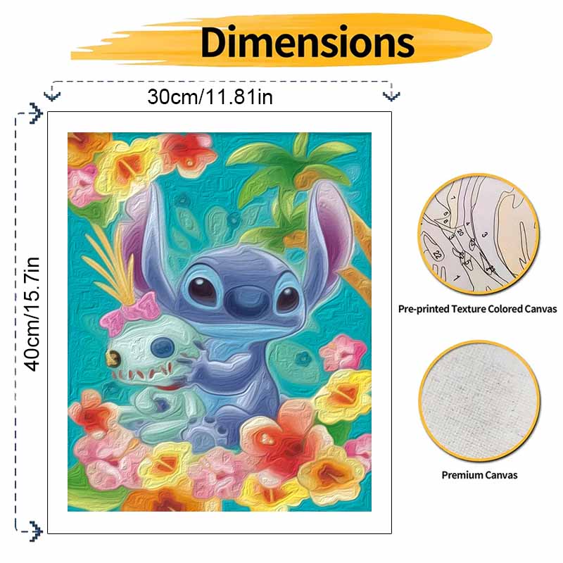 Disney Stitch Lilo and Scrump oil painting painting art handmade diy painting home decoration gift
