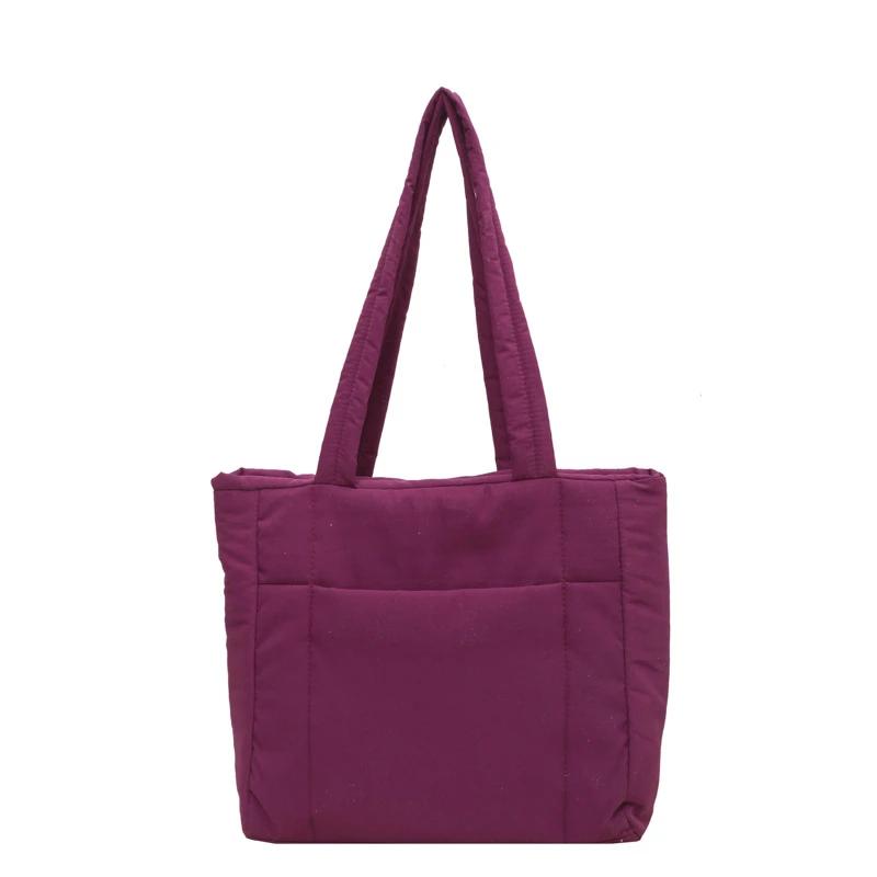 Large Capacity Women's Simple Shoulder Bag College Girls Book Tote Bags Soft Nyl Ladies Portable Commute Tote Purse Handbags