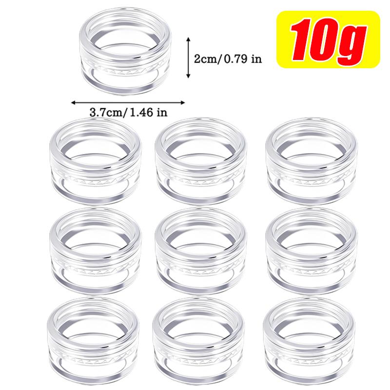 3g/7g/10g Mini Transparent Cosmetic Bottles Round Storage Box Portable Travel Container with Lids for Nail Arts Jewelry Earrings