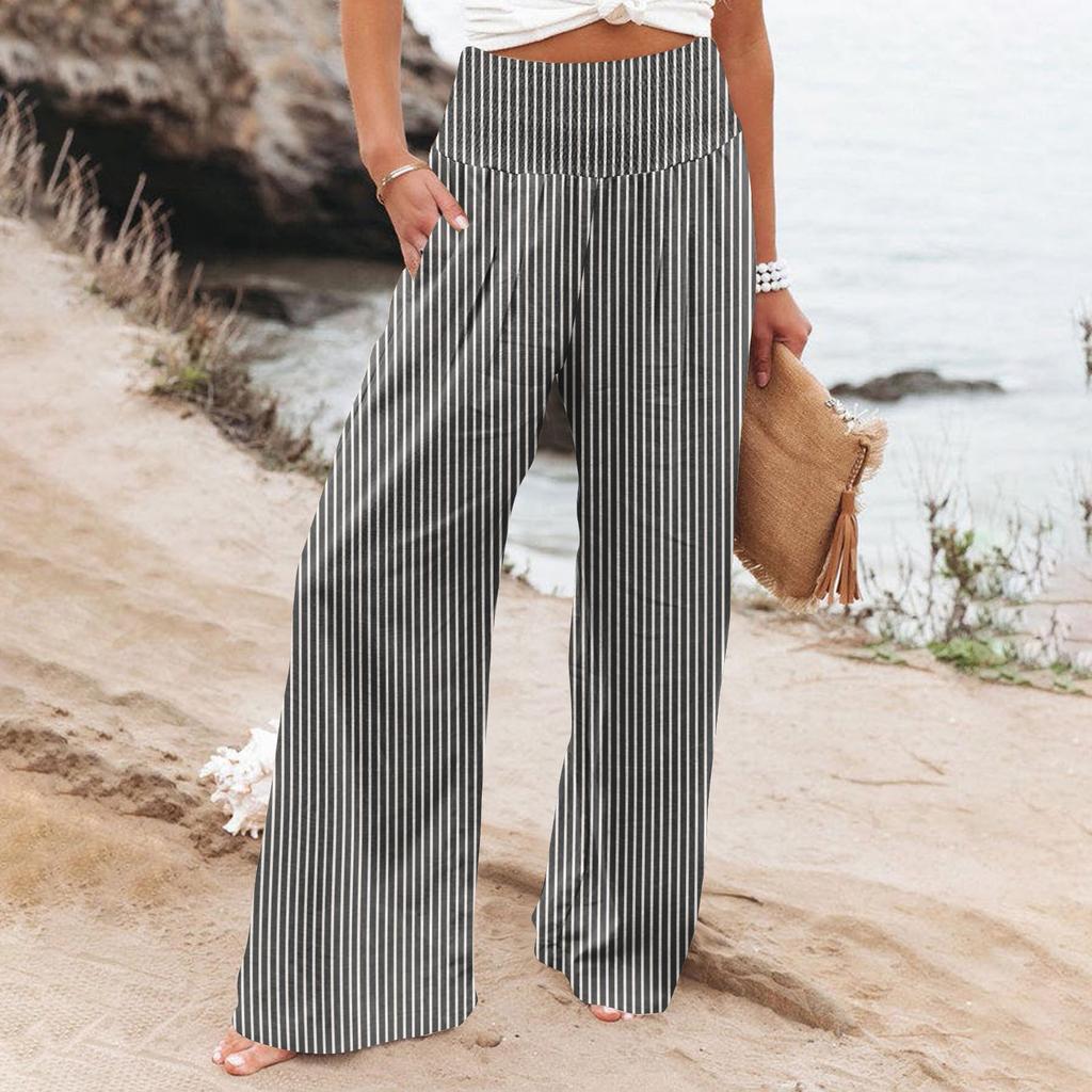 Dámské ležérní kalhoty volné měkké jednobarevné široké nohavice dlouhé kalhoty s vysokým pasem rovné nohavice