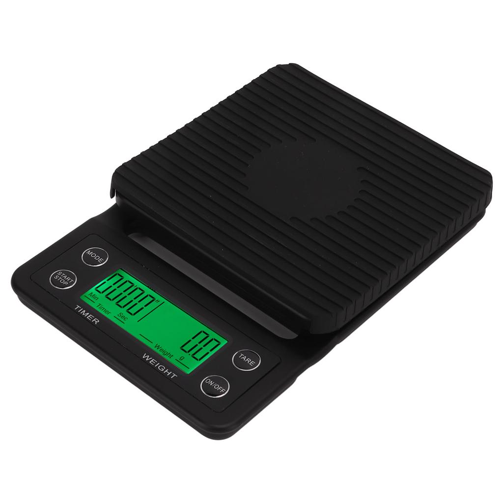 Coffee Scale Timing Multi Units 0.1g Accuracy Portable Electronic Scale with Insulation Pad for Kitchen Outdoor Black