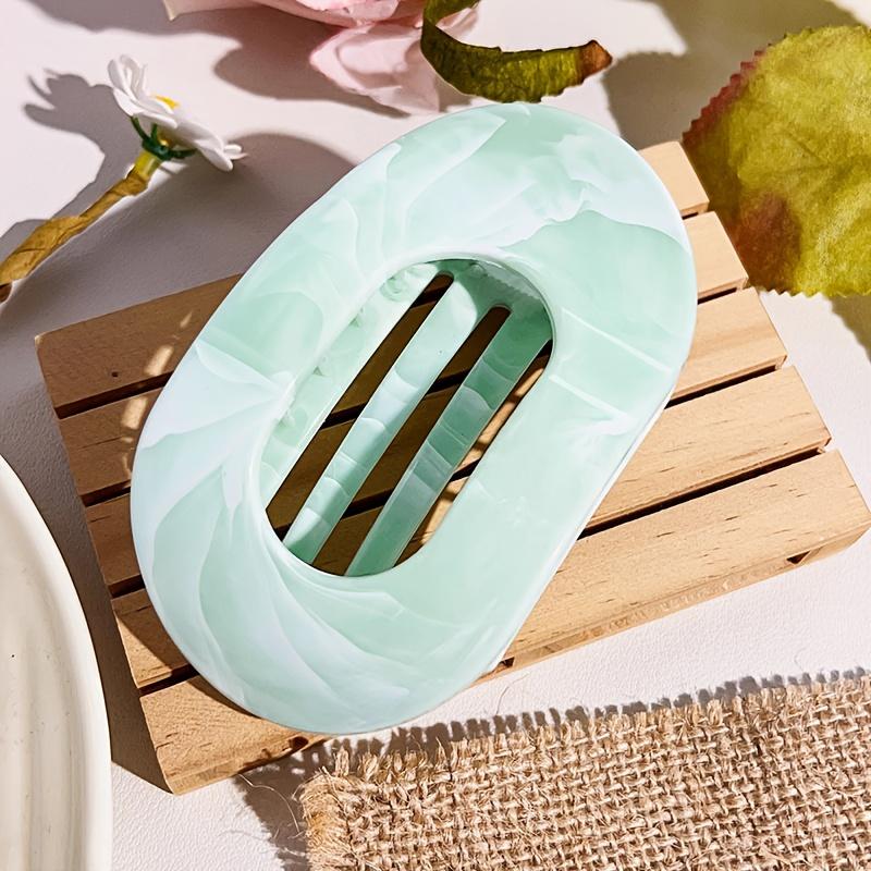 

Элегантная женская повязка на голову с мраморным градиентом - Плоская, нескользящий зажим для волос для конских хвостов и пучков, Дизайн омбре от пастельно-зеленого к голубому, Идеально подходит для походов