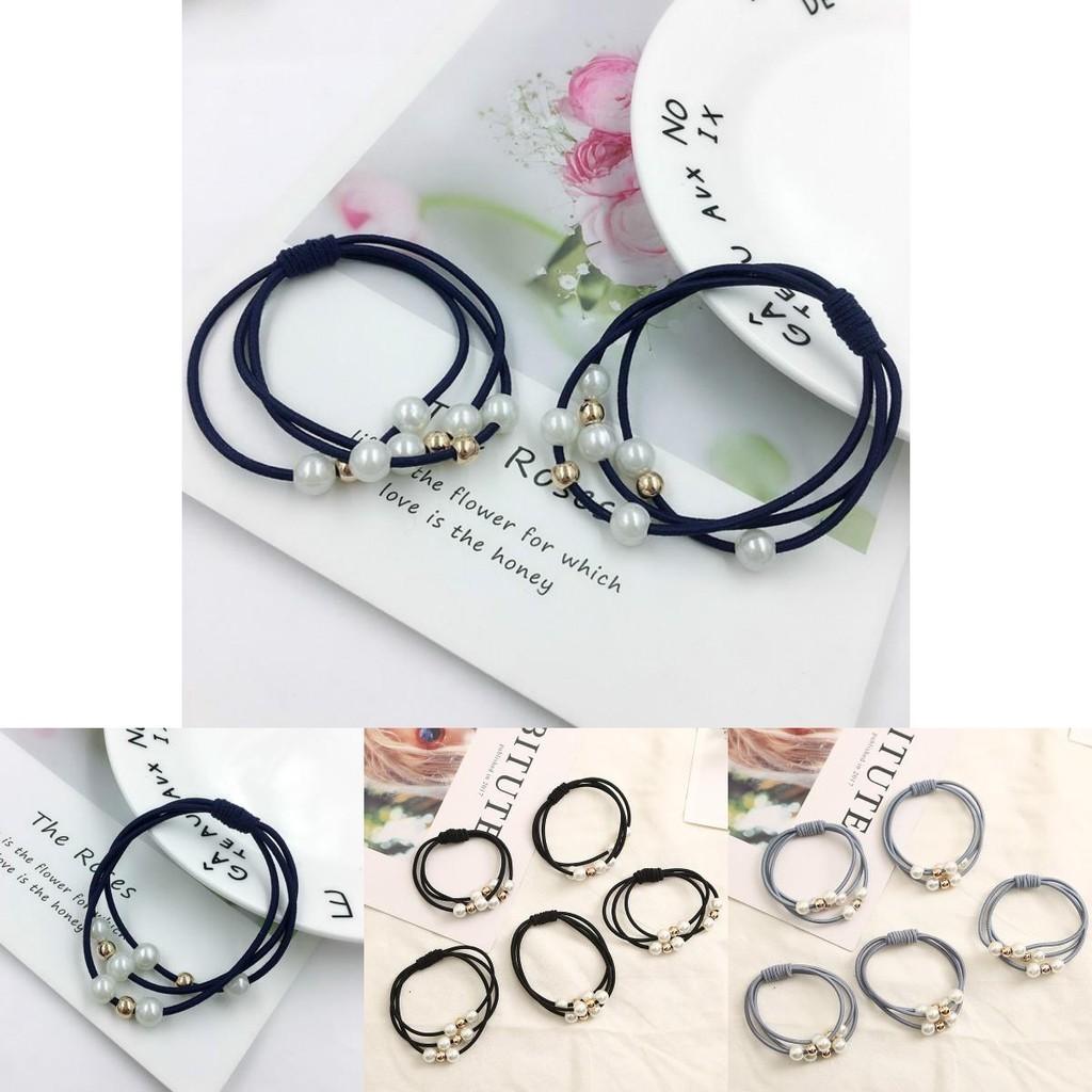 Korean Version Of The Three-strength Rubber Band High-elastic Pearl Head Rope For Women And Girls