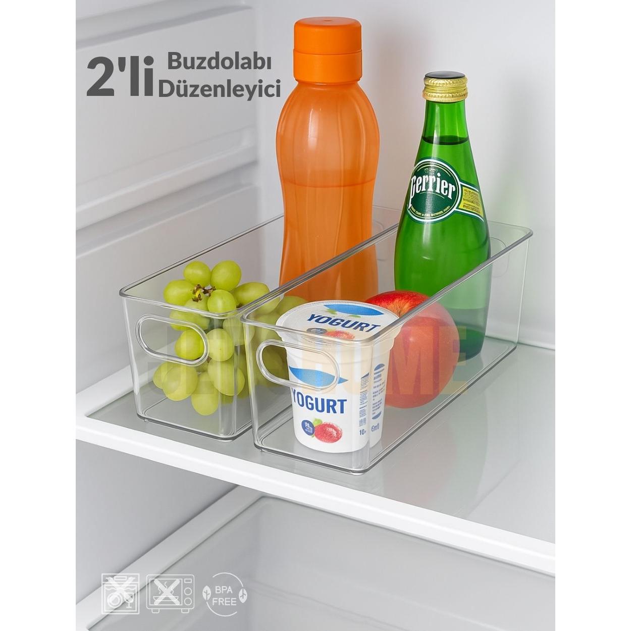 

2 li Buzdolabı İçi Düzenleyici Saklama Organizeri Bpa Free Düzenleyici Darbeye Dayanıklı 29X11X9 cm