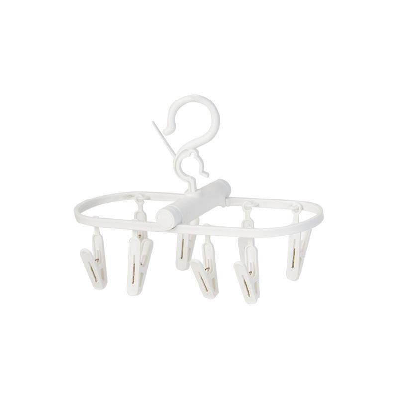 

White Hanging Portable Clothes Drying Rack With Multiple Clips Use Convenient