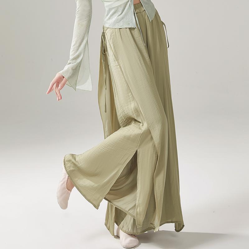 Women's Classical Chinese Dance Flowy Pants - Performance Practice Trousers for Modern Dance | Elegant Wide-Leg Dancewear