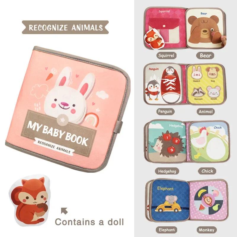 Montessori Busy Book Baby Early Education Book Animal Cognitive Cloth Books Puzzle Toy Repeated Paste Books & Sensory Toys