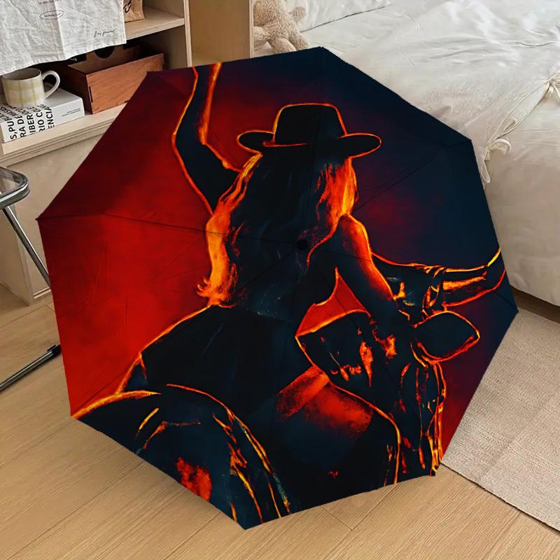 

1pc Cowgirl Horseback Beyonce Automatic Folding Umbrella, Portable Collapsible Design, Casual Outdoor Accessory L1202042
