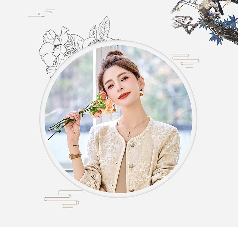 2025 Spring Embroidered Round Neck Cotton Linen Jacket ME5519