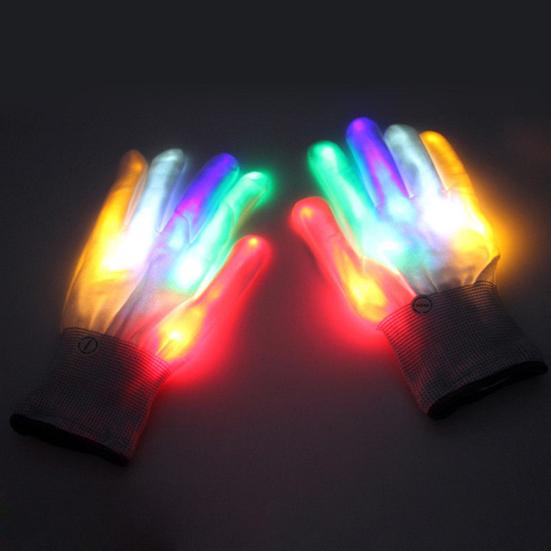 1 paio di guanti con dita illuminate a LED Decorazioni per la danza del costume di Natale di Halloween