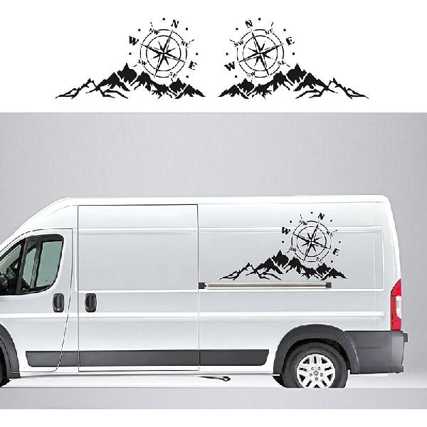 Наклейка-компас на гору для капота автомобиля Графическая наклейка-компас для автомобиля на боковую дверь кузова внедорожника, автомобиля для бездорожья, багажник Универсальная водостойкая виниловая для автомобиля Style B Black