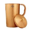 Hammered Lacqure Coated Copper Jug Pitcher with Brass Knob, Storage & Serving Water, Yoga Ayurveda Healing, Volume- 2000 ML