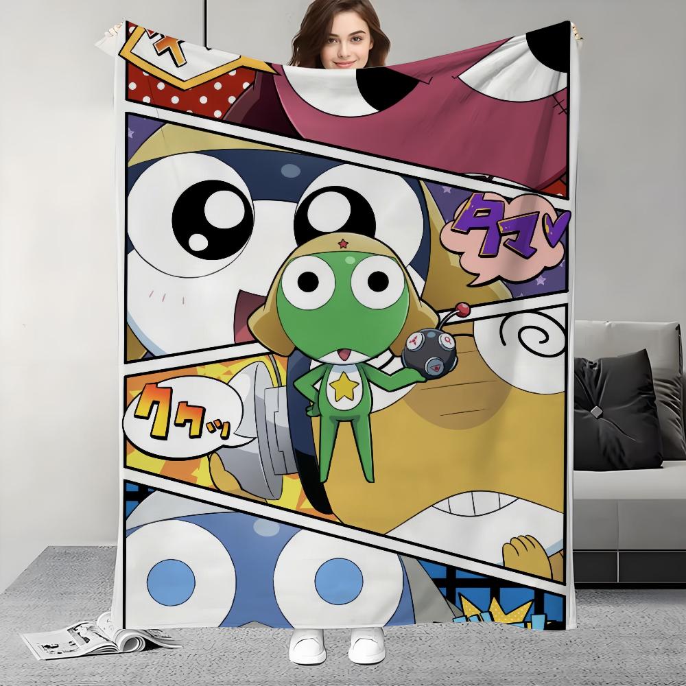 Funny Cartoon Keroro Gunsou Frog Blanket Design Lightweight  For Dorms, Naps, Living Room, Office,Sofa,All-Season